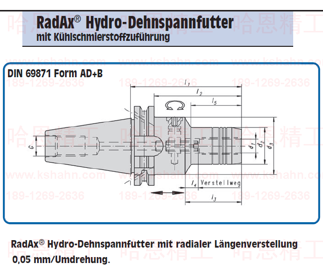 GEWEFA DIN 69871 Form AD+B,RadAx 轴向可调 液压刀柄