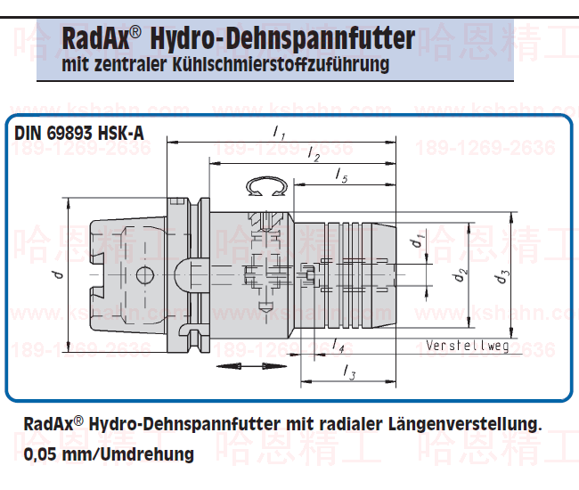GEWEFA DIN 69893 HSK-A,RadAx 轴向可调节 液压刀柄