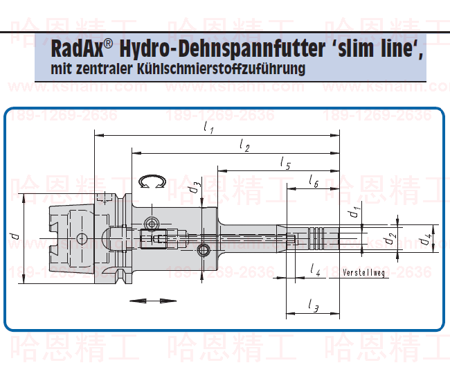 GEWEFA DIN 69893 HSK A,RadAx 轴向可调-加长纤细型液压刀柄